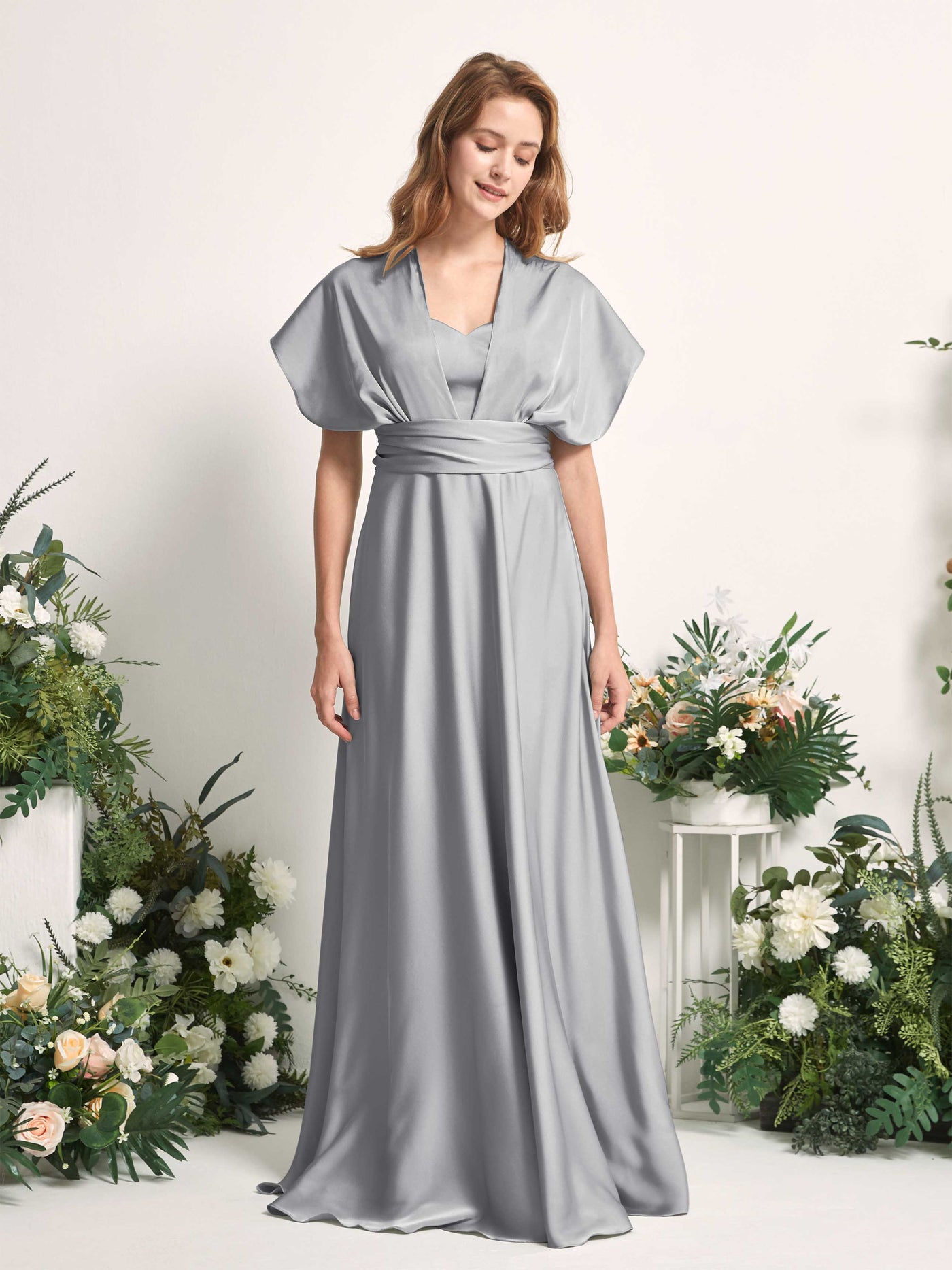 Carlyna A-Linien-Kleid Herzausschnitt Bodenlang Brautjungfernkleid Taube #farbe_taube