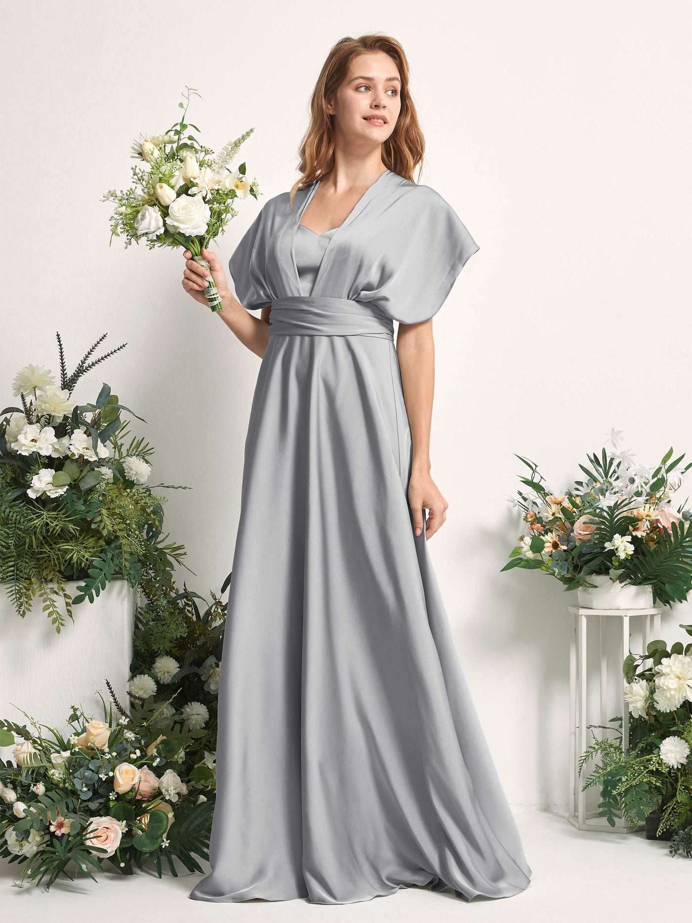 Carlyna A-Linien-Kleid Herzausschnitt Bodenlang Brautjungfernkleid Taube #farbe_taube