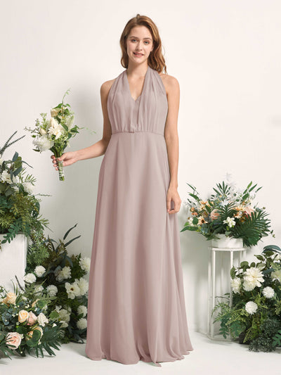 Carlyna A-Linien-Kleid Herzausschnitt Bodenlang Brautjungfernkleid Taupe #farbe_taupe