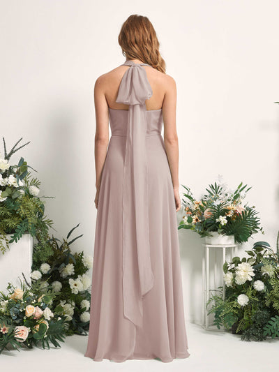 Carlyna A-Linien-Kleid Herzausschnitt Bodenlang Brautjungfernkleid Taupe #farbe_taupe