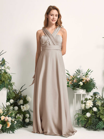 Carlyna A-Linien-Kleid Herzausschnitt Bodenlang Brautjungfernkleid Taupe #farbe_taupe