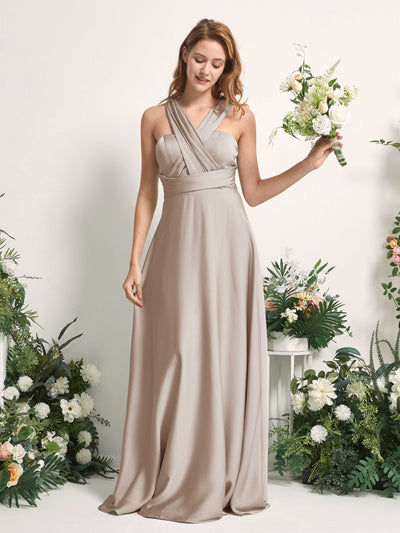 Carlyna A-Linien-Kleid Herzausschnitt Bodenlang Brautjungfernkleid Taupe #farbe_taupe