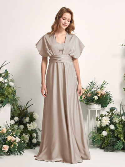 Carlyna A-Linien-Kleid Herzausschnitt Bodenlang Brautjungfernkleid Taupe #farbe_taupe