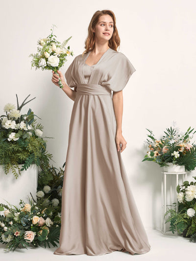 Carlyna A-Linien-Kleid Herzausschnitt Bodenlang Brautjungfernkleid Taupe #farbe_taupe