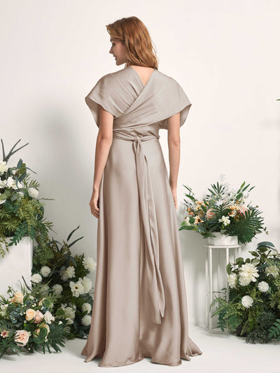 Carlyna A-Linien-Kleid Herzausschnitt Bodenlang Brautjungfernkleid Taupe #farbe_taupe