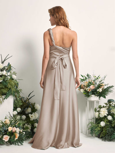 Carlyna A-Linien-Kleid Herzausschnitt Bodenlang Brautjungfernkleid Taupe #farbe_taupe