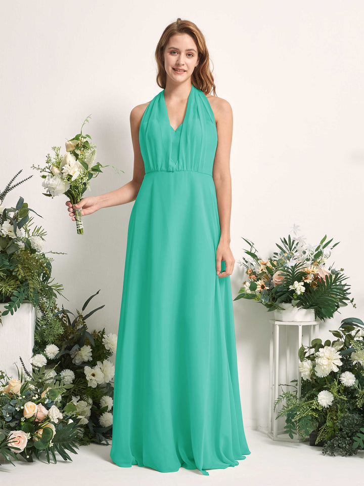 Carlyna A-Linien-Kleid Herzausschnitt Bodenlang Brautjungfernkleid Tiffany-Blau 