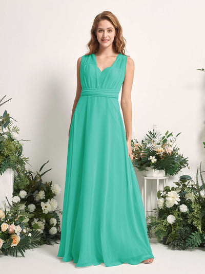 Carlyna A-Linien-Kleid Herzausschnitt Bodenlang Brautjungfernkleid Tiffany-Blau #farbe_tiffany-blau