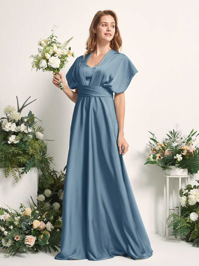 Carlyna A-Linien-Kleid Herzausschnitt Bodenlang Brautjungfernkleid Tinte Blau #farbe_tinte-blau