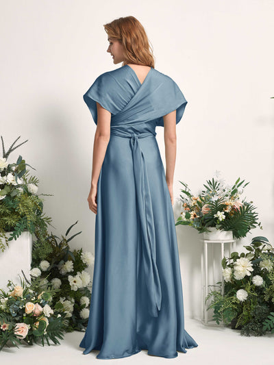Carlyna A-Linien-Kleid Herzausschnitt Bodenlang Brautjungfernkleid Tinte Blau #farbe_tinte-blau
