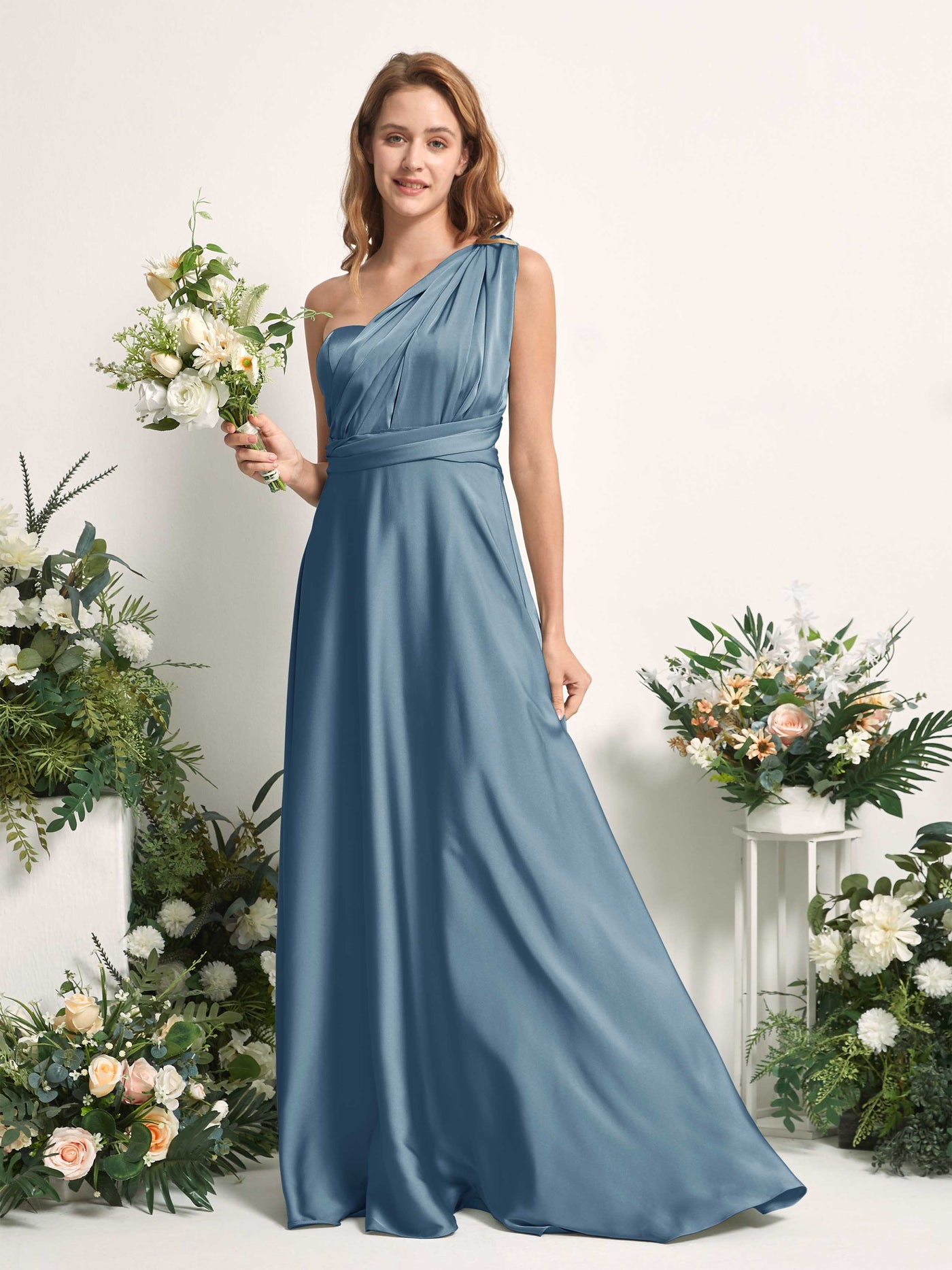 Carlyna A-Linien-Kleid Herzausschnitt Bodenlang Brautjungfernkleid Tinte Blau #farbe_tinte-blau