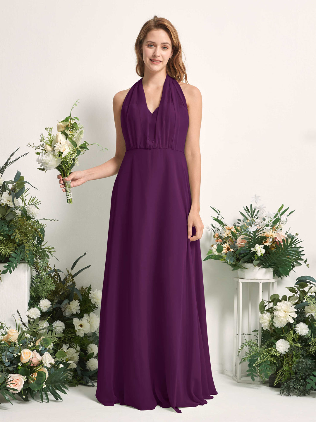 Carlyna A-Linien-Kleid Herzausschnitt Bodenlang Brautjungfernkleid Traube 