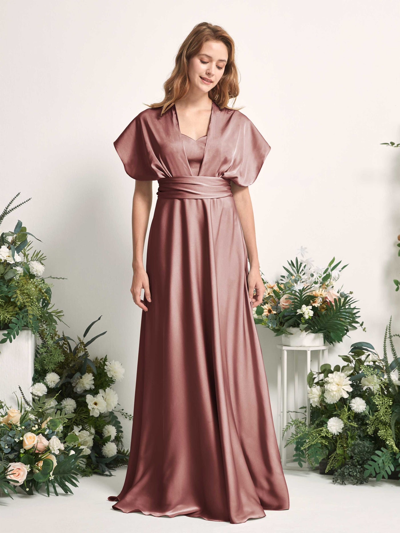 Carlyna A-Linien-Kleid Herzausschnitt Bodenlang Brautjungfernkleid Wüstenrose #farbe_w-stenrose