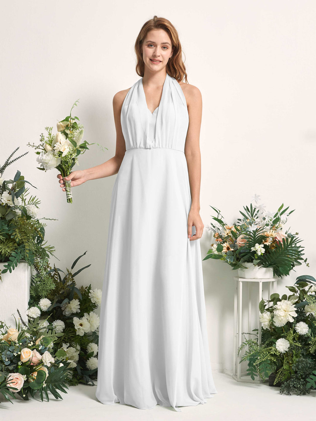 Carlyna A-Linien-Kleid Herzausschnitt Bodenlang Brautjungfernkleid Weiß 
