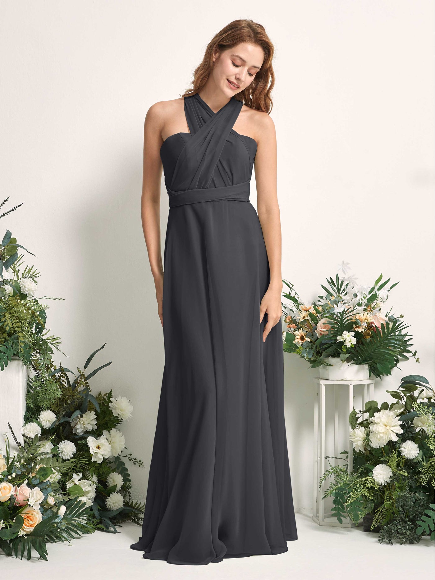 Carlyna A-Linien-Kleid Herzausschnitt Bodenlang Brautjungfernkleid Zinnfarben #farbe_zinnfarben