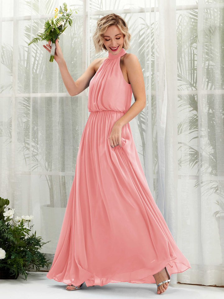 Carlyna A-Linien-Kleid mit Rundhals bodenlang aus Chiffon Brautjungfernkleider Ballettrosa 