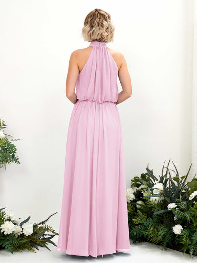 Carlyna A-Linien-Kleid mit Rundhals bodenlang aus Chiffon Brautjungfernkleider Bonbonrosa #farbe_bonbonrosa