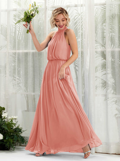 Carlyna A-Linien-Kleid mit Rundhals bodenlang aus Chiffon Brautjungfernkleider Champagner-Rose #farbe_champagner-rose