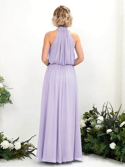 Carlyna A-Linien-Kleid mit Rundhals bodenlang aus Chiffon Brautjungfernkleider Flieder #farbe_flieder