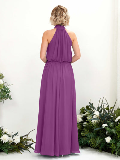 Carlyna A-Linien-Kleid mit Rundhals bodenlang aus Chiffon Brautjungfernkleider Lila #farbe_lila