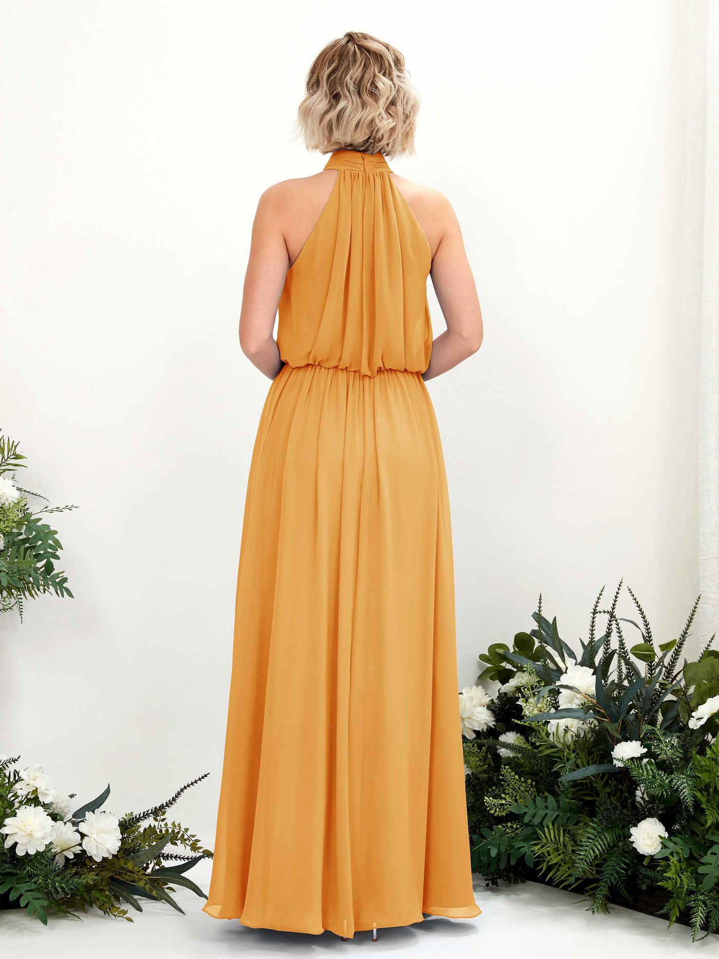 Carlyna A-Linien-Kleid mit Rundhals bodenlang aus Chiffon Brautjungfernkleider Mango #farbe_mango