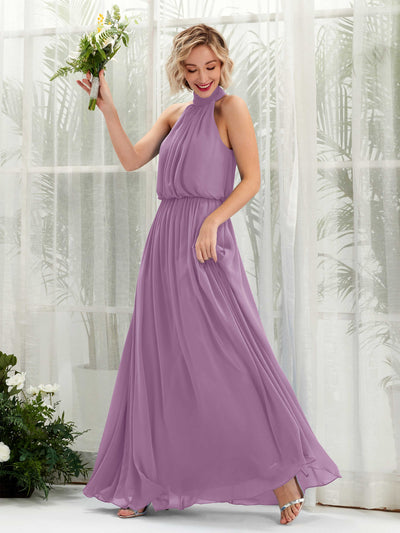 Carlyna A-Linien-Kleid mit Rundhals bodenlang aus Chiffon Brautjungfernkleider Orchideen-Nebel #farbe_orchideen-nebel