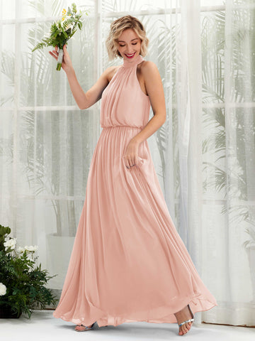 Carlyna A-Linien-Kleid mit Rundhals bodenlang aus Chiffon Brautjungfernkleider Perlrosa #farbe_perlrosa