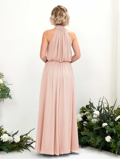 Carlyna A-Linien-Kleid mit Rundhals bodenlang aus Chiffon Brautjungfernkleider Perlrosa #farbe_perlrosa