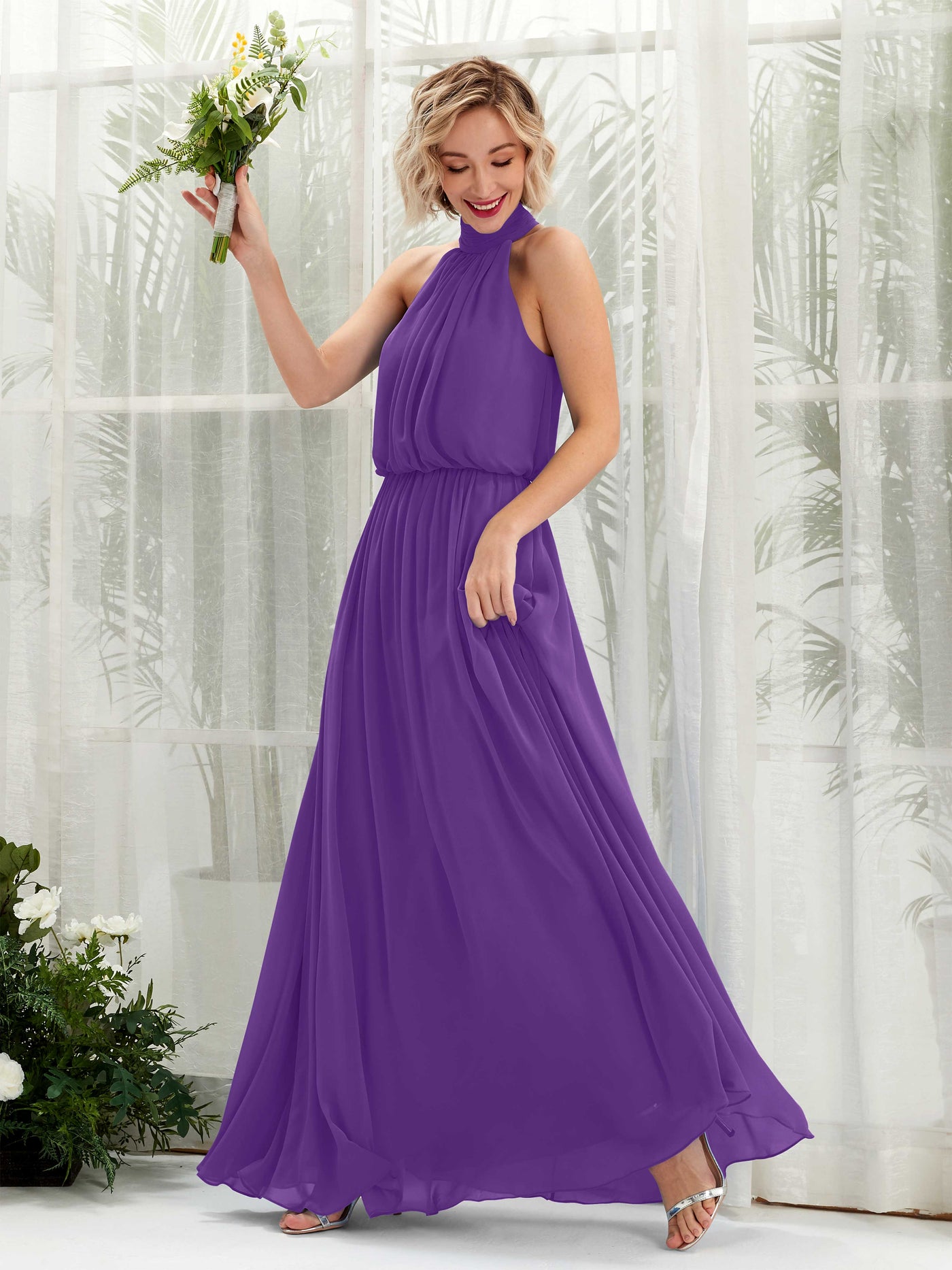 Carlyna A-Linien-Kleid mit Rundhals bodenlang aus Chiffon Brautjungfernkleider Regency #farbe_regency