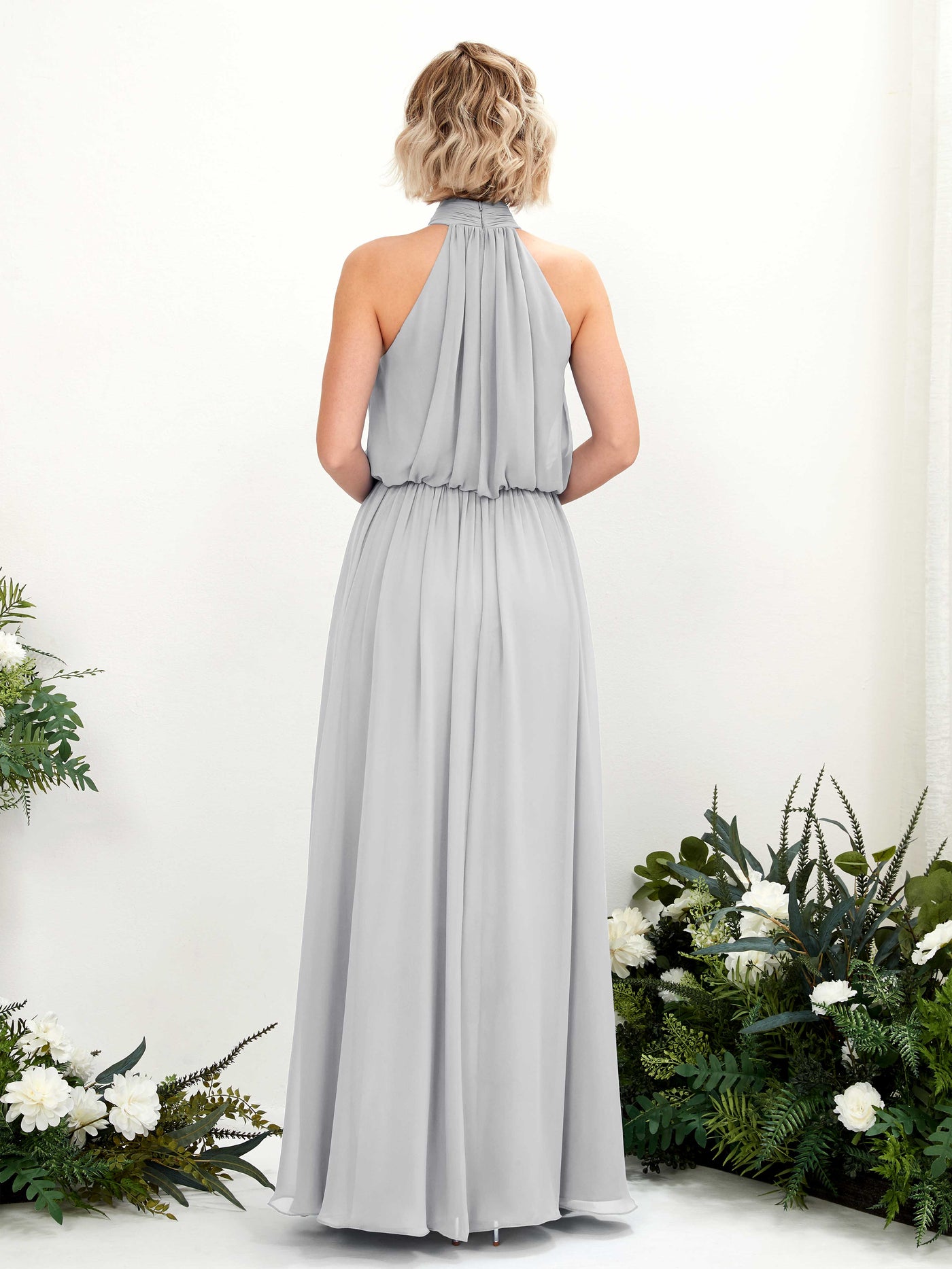 Carlyna A-Linien-Kleid mit Rundhals bodenlang aus Chiffon Brautjungfernkleider Silber #farbe_silber