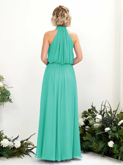 Carlyna A-Linien-Kleid mit Rundhals bodenlang aus Chiffon Brautjungfernkleider Tiffany-Blau #farbe_tiffany-blau