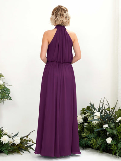 Carlyna A-Linien-Kleid mit Rundhals bodenlang aus Chiffon Brautjungfernkleider Traube #farbe_traube
