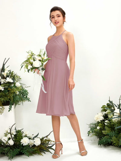 Carlyna A-Linien Kleid mit Rundhals Chiffon knielanges Brautjungfernkleid Klassisch Mauve #farbe_klassisch-mauve