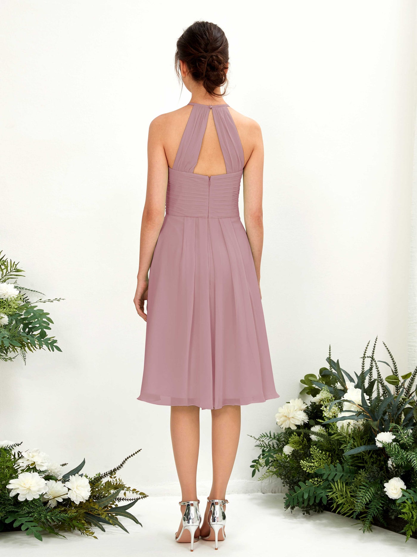 Carlyna A-Linien Kleid mit Rundhals Chiffon knielanges Brautjungfernkleid Klassisch Mauve #farbe_klassisch-mauve