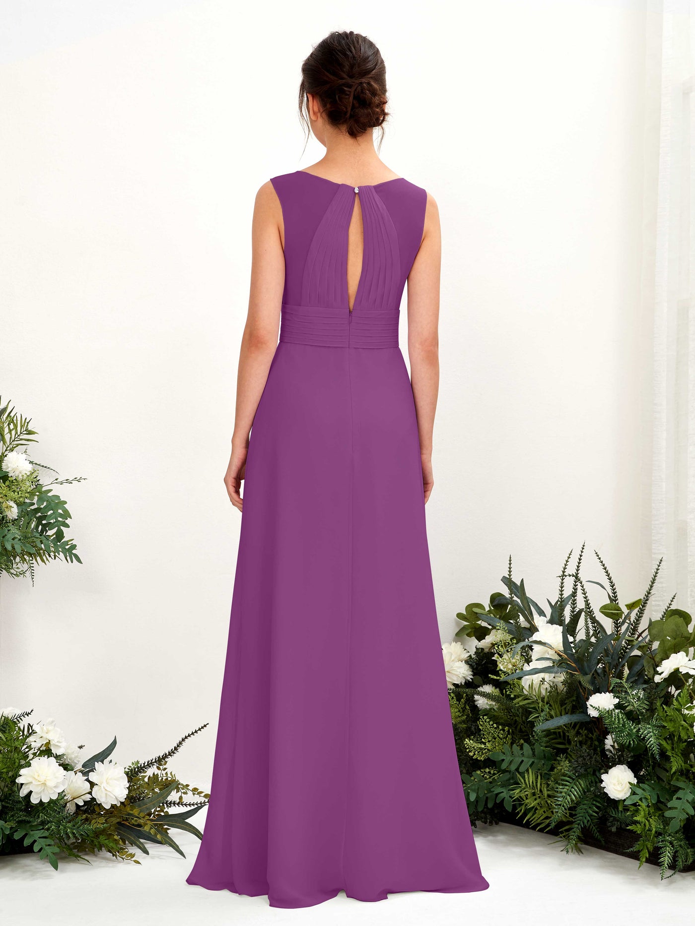 Carlyna A-Linien-Kleid mit V-Ausschnitt bodenlanges Brautjungfernkleid Lila #farbe_lila