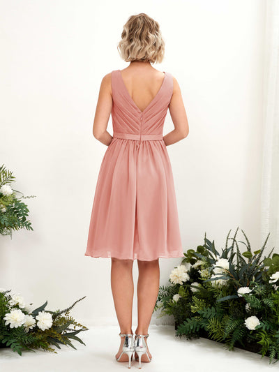 Carlyna A-Linien-Kleid mit V-Ausschnitt knielang Chiffon Kleid Champagner-Rose #farbe_champagner-rose