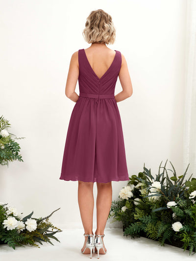 Carlyna A-Linien-Kleid mit V-Ausschnitt knielang Chiffon Kleid Chianti #farbe_chianti