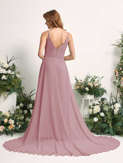Carlyna A-Linien-Kleid mit V-Ausschnitt und Beinschlitz Bodenlang Brautjungfernkleid Klassisch Mauve #farbe_klassisch-mauve