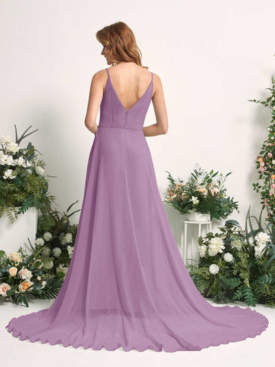 Carlyna A-Linien-Kleid mit V-Ausschnitt und Beinschlitz Bodenlang Brautjungfernkleid Orchideen-Nebel #farbe_orchideen-nebel