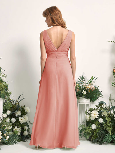 Carlyna A-Linien-Kleid mit V-Ausschnitt und Bodenlanges Brautjungfernkleid Champagner-Rose #farbe_champagner-rose
