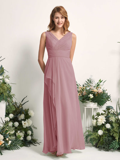 Carlyna A-Linien-Kleid mit V-Ausschnitt und Bodenlanges Brautjungfernkleid Klassisch Mauve #farbe_klassisch-mauve