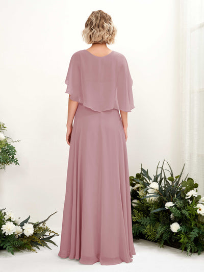 Carlyna A-Linien-Kleid mit V-Ausschnitt und Umhang-Ärmeln bodenlanges Brautjungfernkleid Klassisch Mauve #farbe_klassisch-mauve