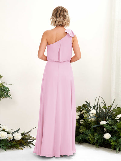 Carlyna A-Linien-Kleid One-Shoulder Bodenlang Brautjungfernkleid Bonbonrosa #farbe_bonbonrosa