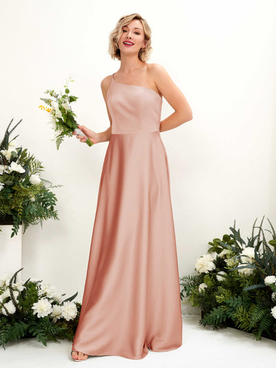 Carlyna A-Linien-Kleid One-Shoulder Bodenlang Brautjungfernkleid Cantaloupe #farbe_cantaloupe