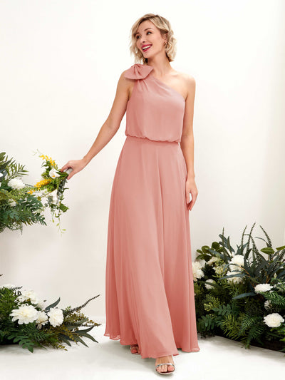 Carlyna A-Linien-Kleid One-Shoulder Bodenlang Brautjungfernkleid Champagner-Rose #farbe_champagner-rose