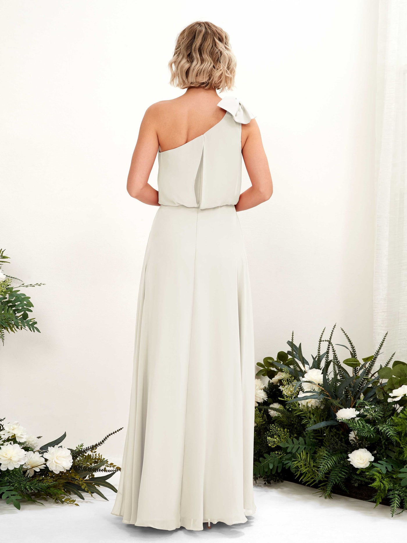 Carlyna A-Linien-Kleid One-Shoulder Bodenlang Brautjungfernkleid Elfenbein #farbe_elfenbein