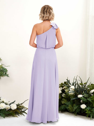 Carlyna A-Linien-Kleid One-Shoulder Bodenlang Brautjungfernkleid Flieder #farbe_flieder