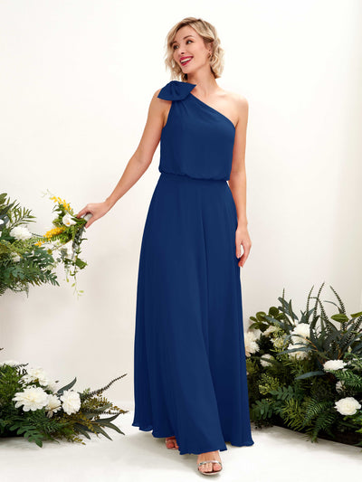 Carlyna A-Linien-Kleid One-Shoulder Bodenlang Brautjungfernkleid Königsblau #farbe_k-nigsblau