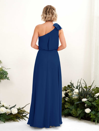 Carlyna A-Linien-Kleid One-Shoulder Bodenlang Brautjungfernkleid Königsblau #farbe_k-nigsblau