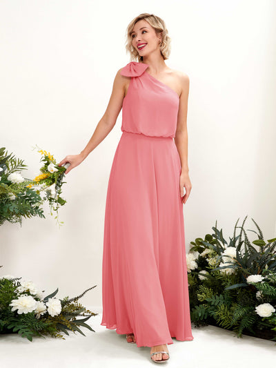 Carlyna A-Linien-Kleid One-Shoulder Bodenlang Brautjungfernkleid Korallenrosa #farbe_korallenrosa